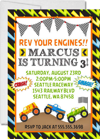 Monster Truck Birthday Party Invitations