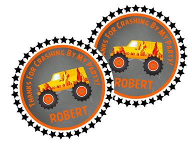 Monster Truck Birthday Party Stickers