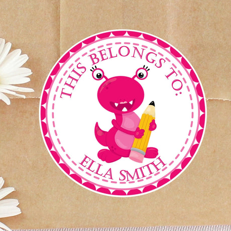 Monster back to school supply name labels with cartoon monster illustration