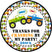 Monster truck crash birthday sticker with smash and crash design