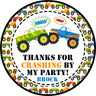 Monster truck crash birthday sticker with smash and crash design