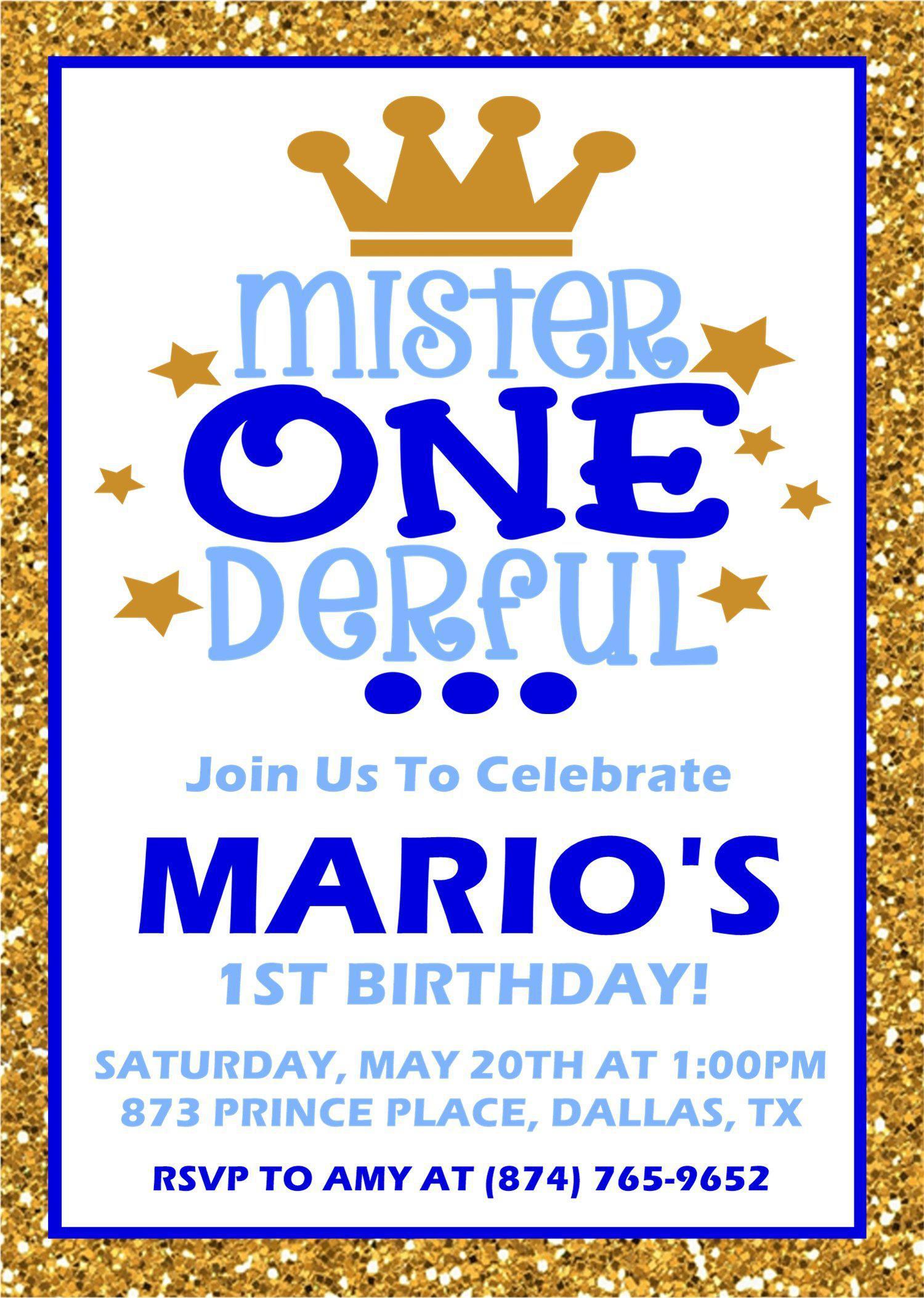 Mr. Onederful 1st Birthday Party Invitations