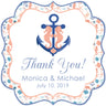 Nautical-themed thank you sticker with seahorses, anchor, and decorative border on a white background.