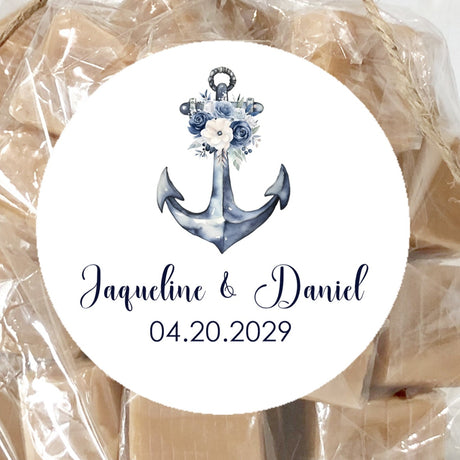 Nautical anchor wedding sticker label