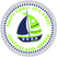 Nautical baby shower sticker with sailboat and lime green accents