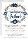Navy and blue floral Friendsgiving potluck invitation