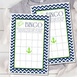 Navy and lime nautical baby shower bingo printable game