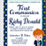Navy blue and green polka dot first holy communion invitation