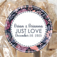 Navy blue and pink floral wedding sticker design
