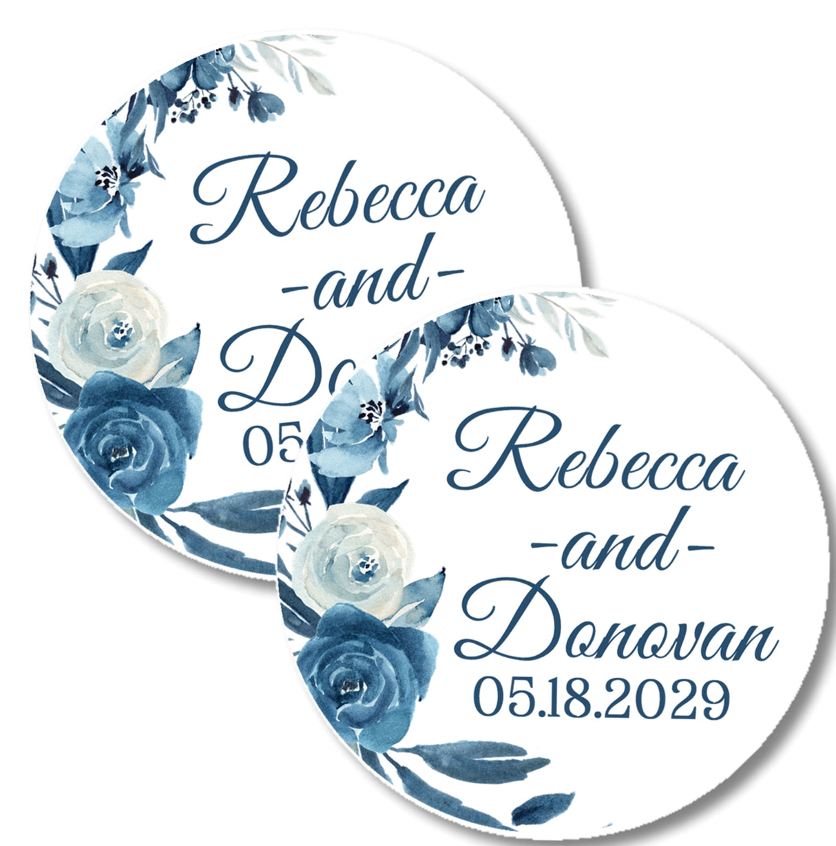 Navy white wedding sticker labels