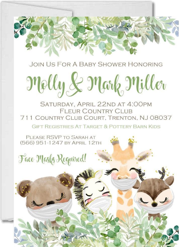 Neutral Safari Animals Baby Shower Invitations