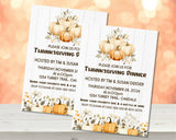 Neutral fall harvest Friendsgiving dinner invitation