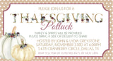 Neutral floral Thanksgiving dinner invitation with pumpkins