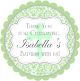 Neutral mint green baptism christening sticker label