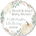 Neutral pumpkin baby shower sticker with rustic greenery and watercolor pumpkin
