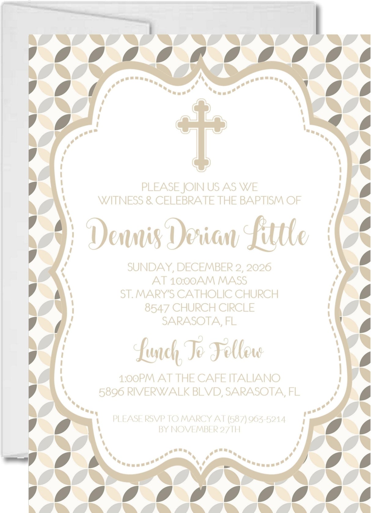 Neutral religious invitation for baptism christening or confirmation