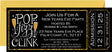 New Year's Eve ticket invitation featuring champagne glasses and fireworks artwork