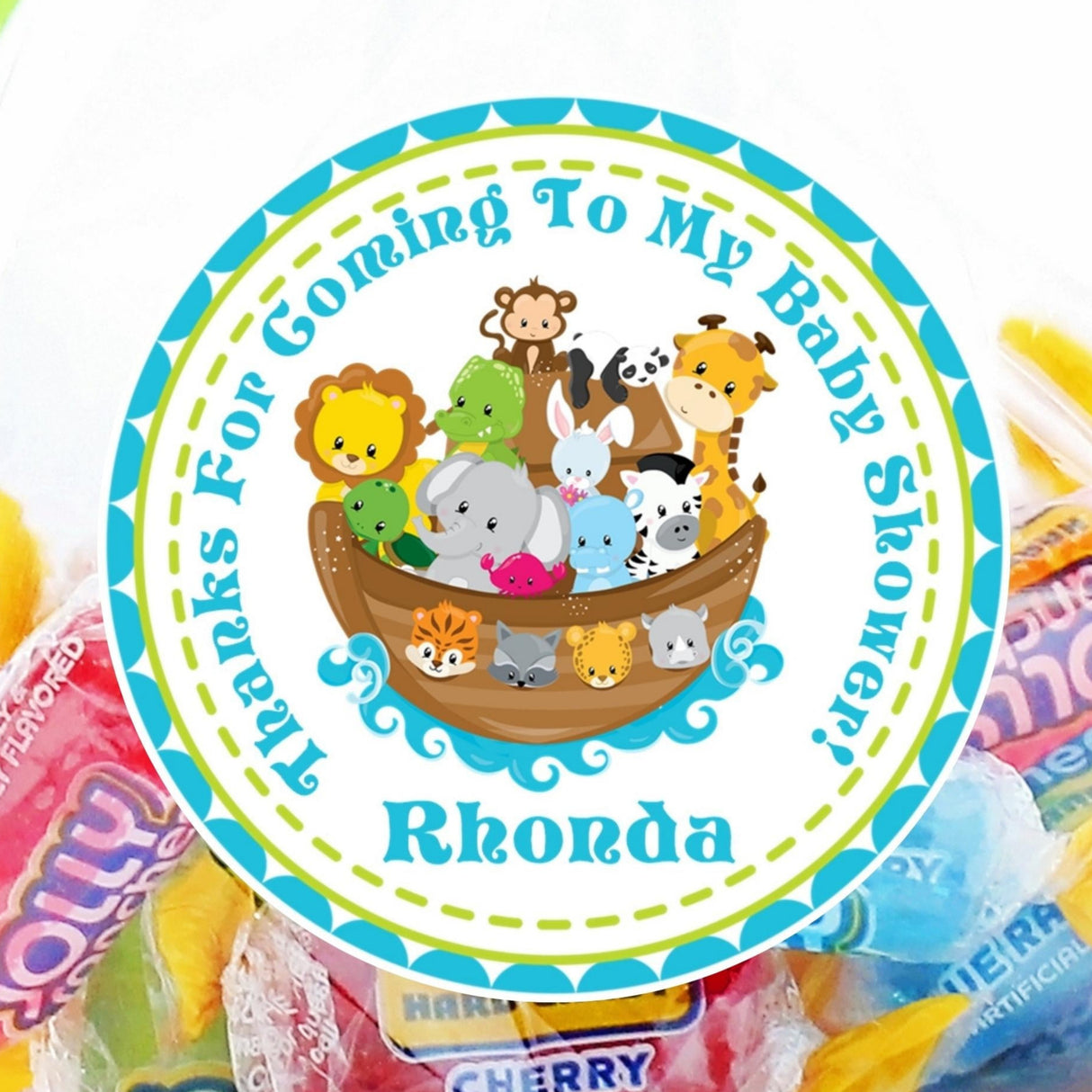 Boys Noah’s Ark baby shower sticker