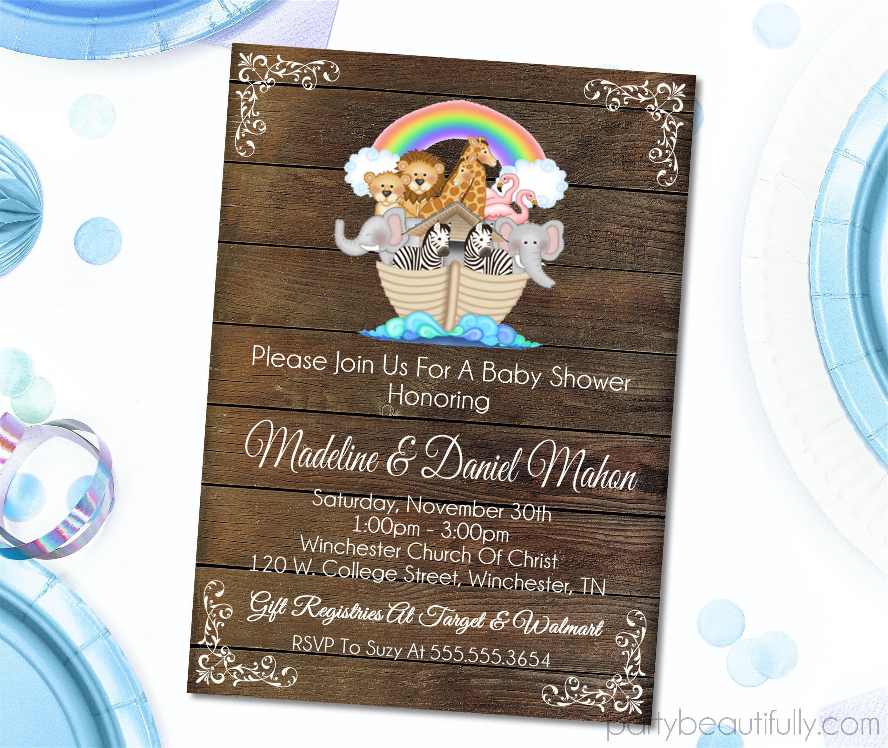 Noah's Ark Baby Shower Invitations