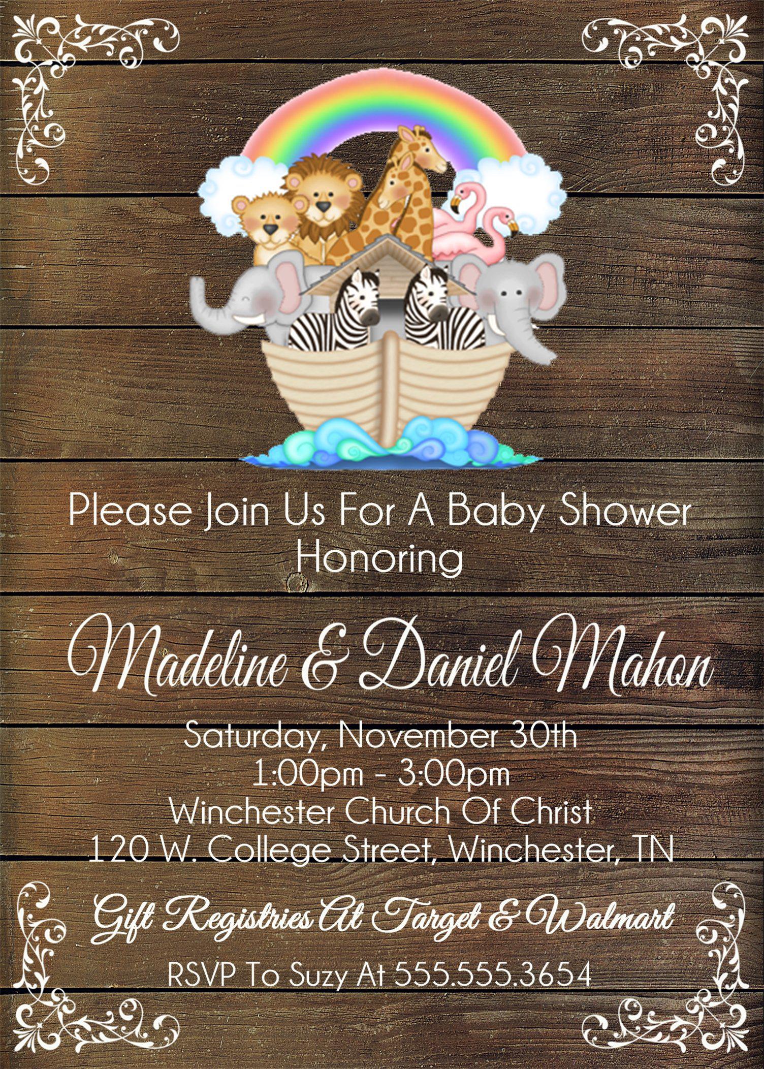 Noah's Ark Baby Shower Invitations