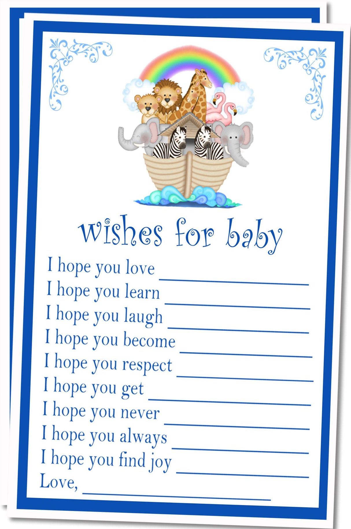 Noah's Ark Baby Shower Wish Cards