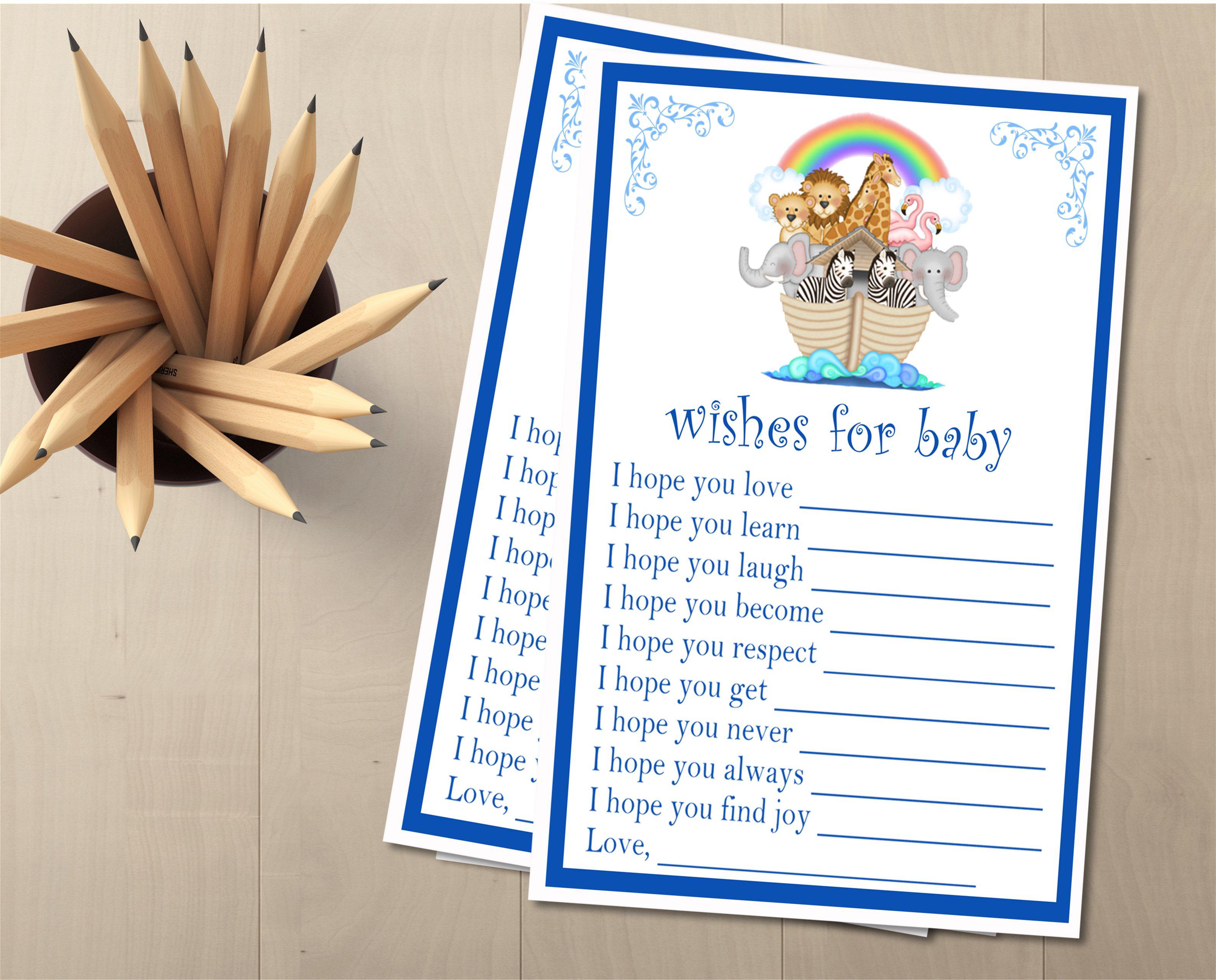 Noah's Ark Baby Shower Wish Cards