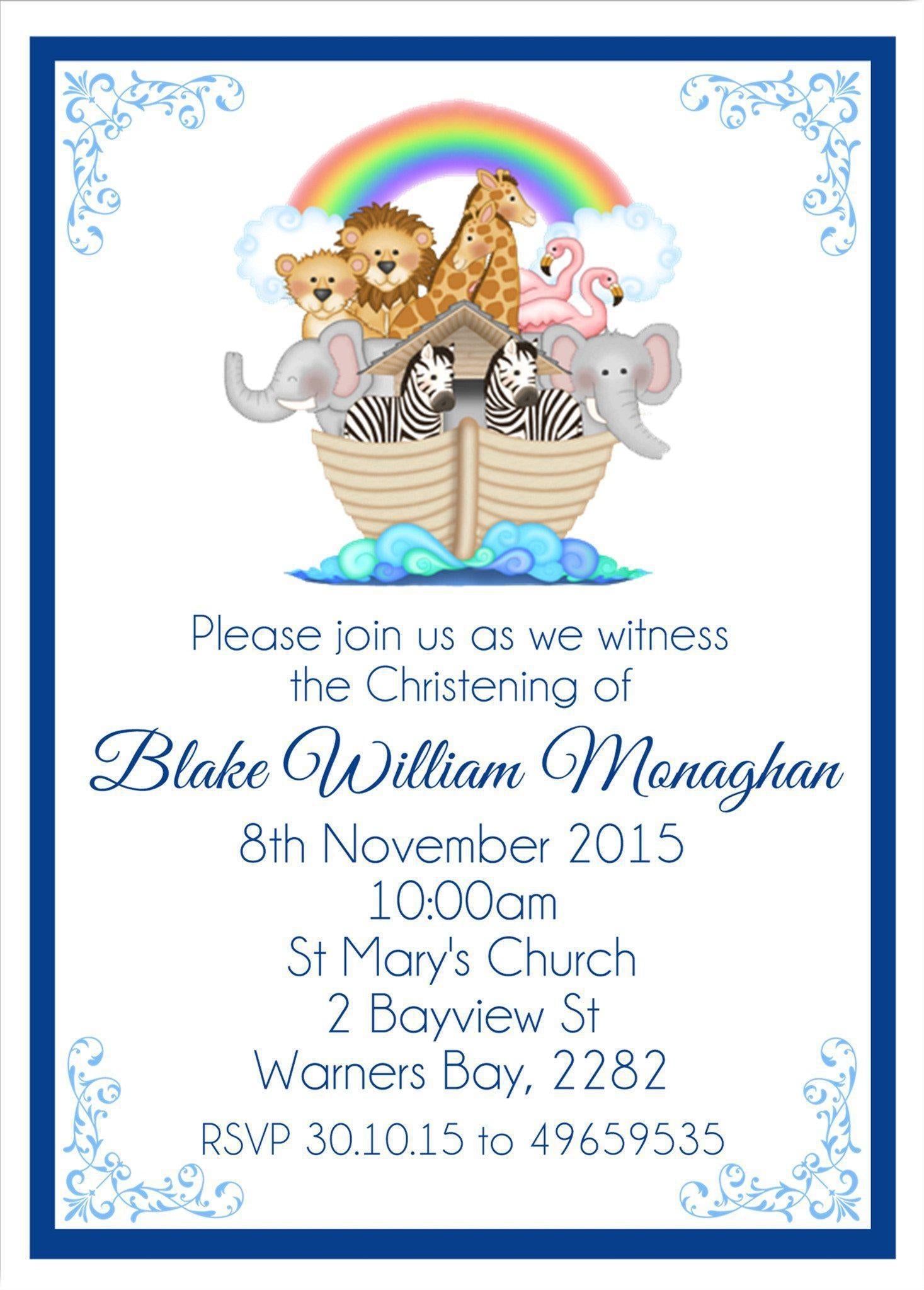 Noah's Ark Christening Invitations