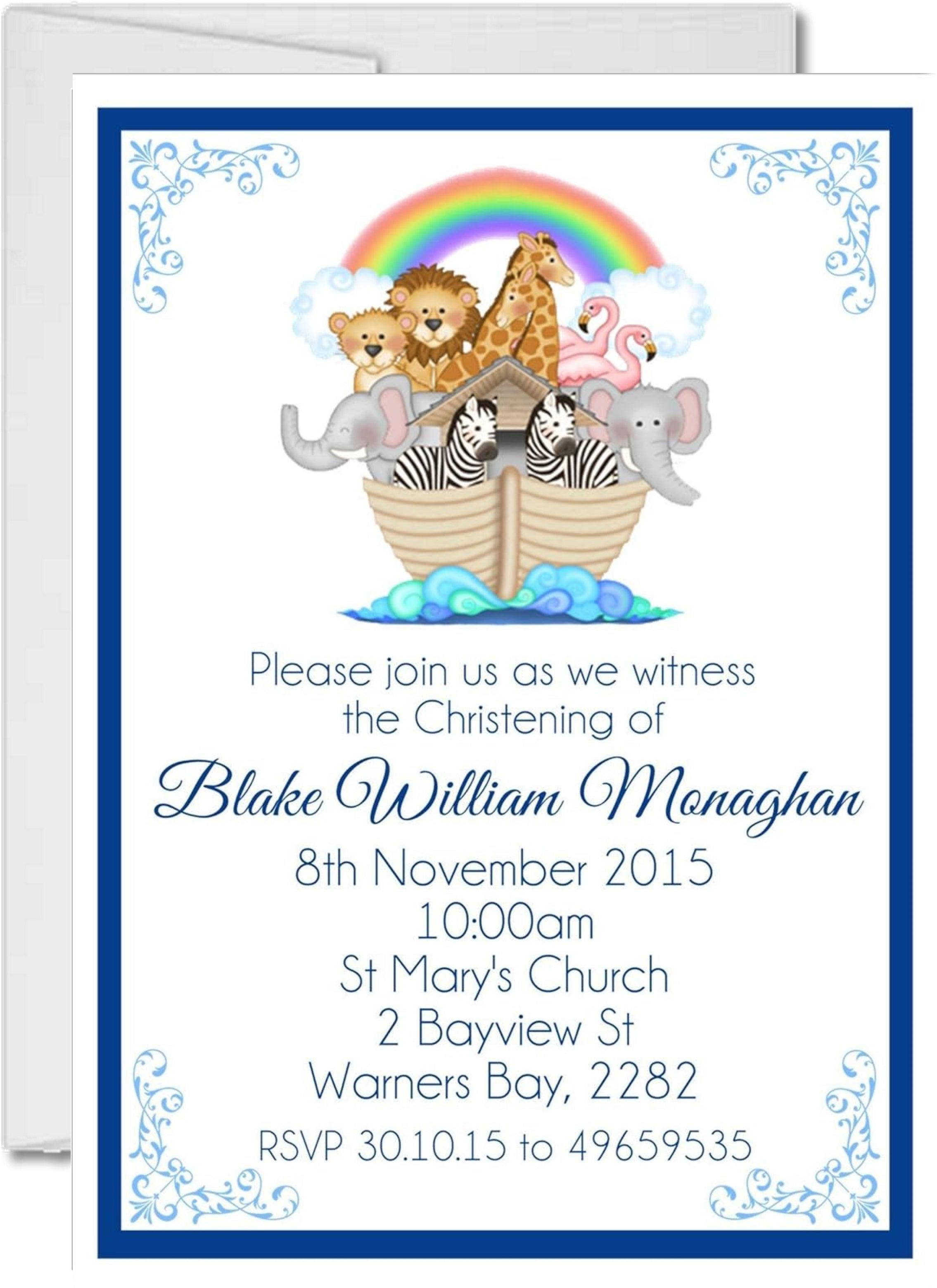 Noah's Ark Christening Invitations