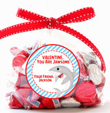 Ocean theme shark Valentine sticker for kids