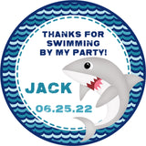 Ocean theme shark thank you birthday sticker