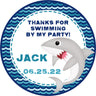 Ocean theme shark thank you birthday sticker