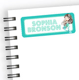 Ocean themed school labels with dotted background design