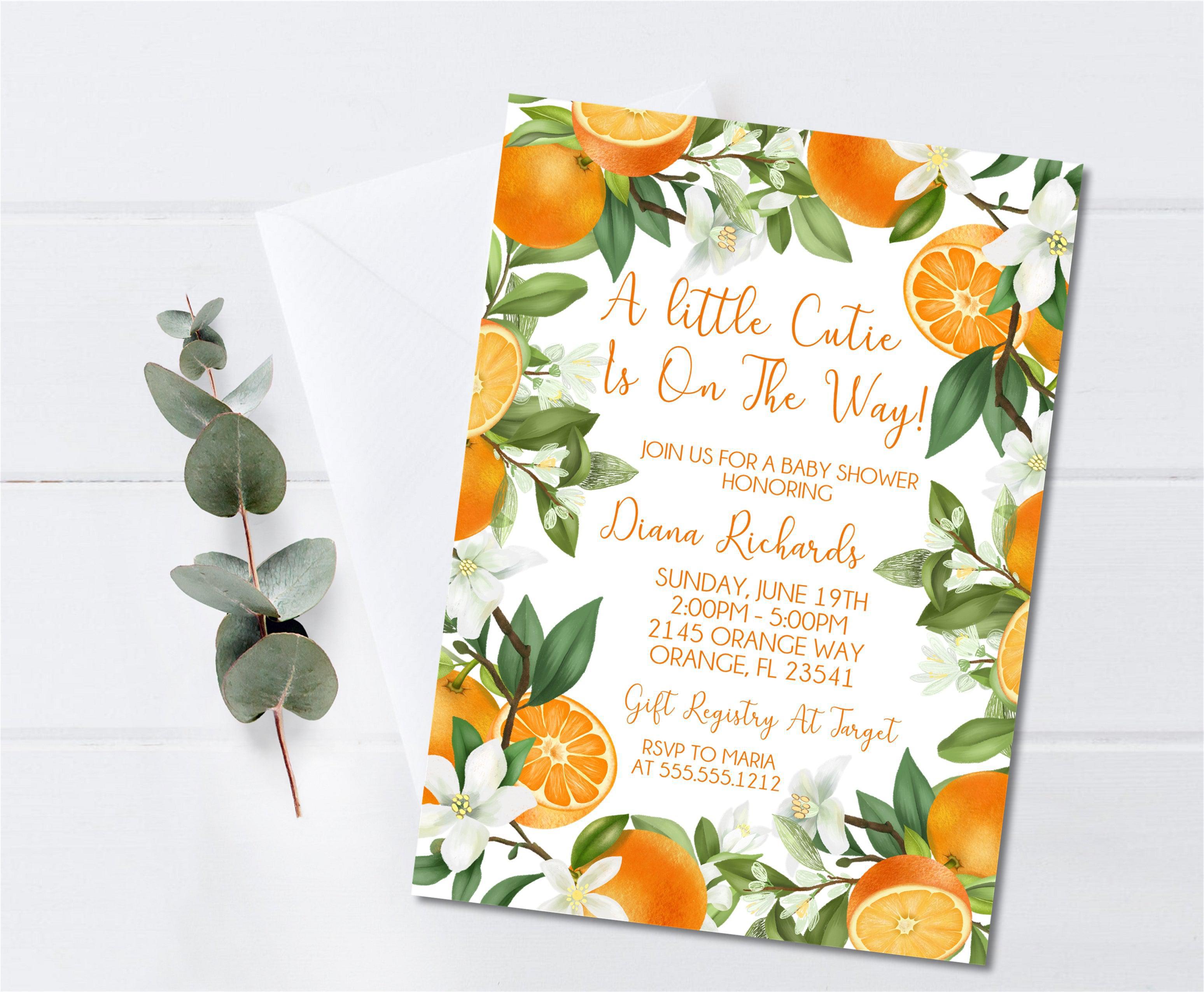 Orange Baby Shower Invitations