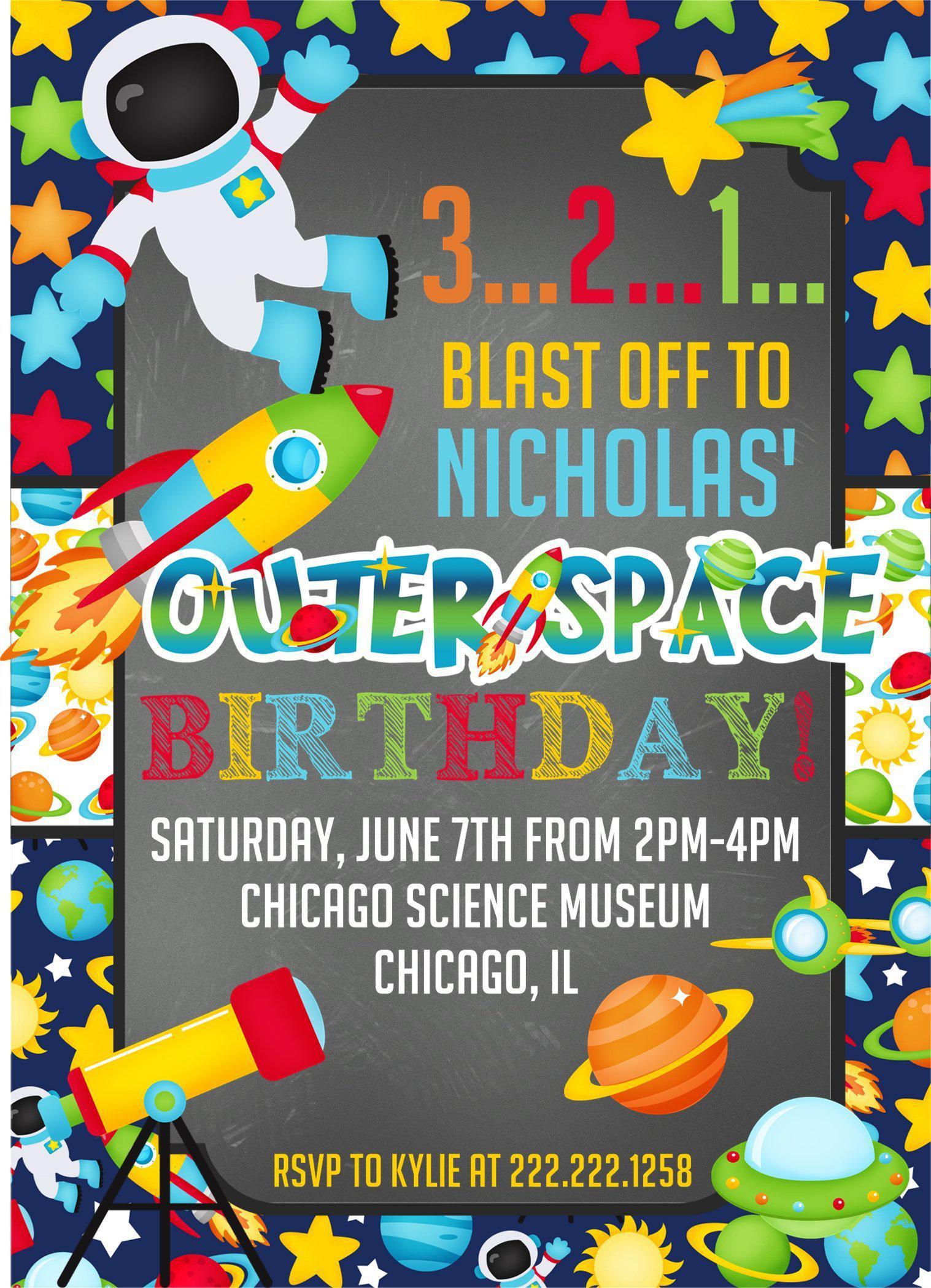 Outer Space Birthday Party Invitations