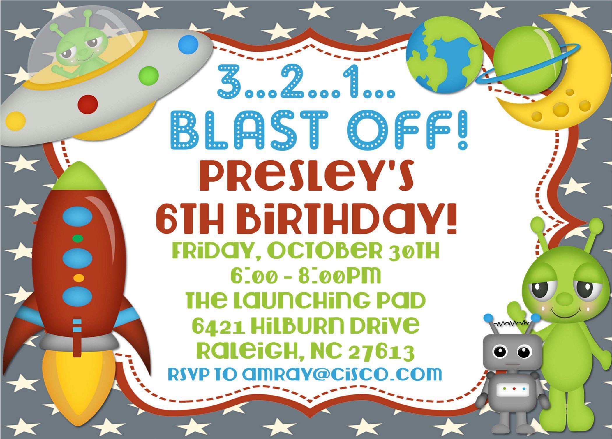 Outer Space Birthday Party Invitations