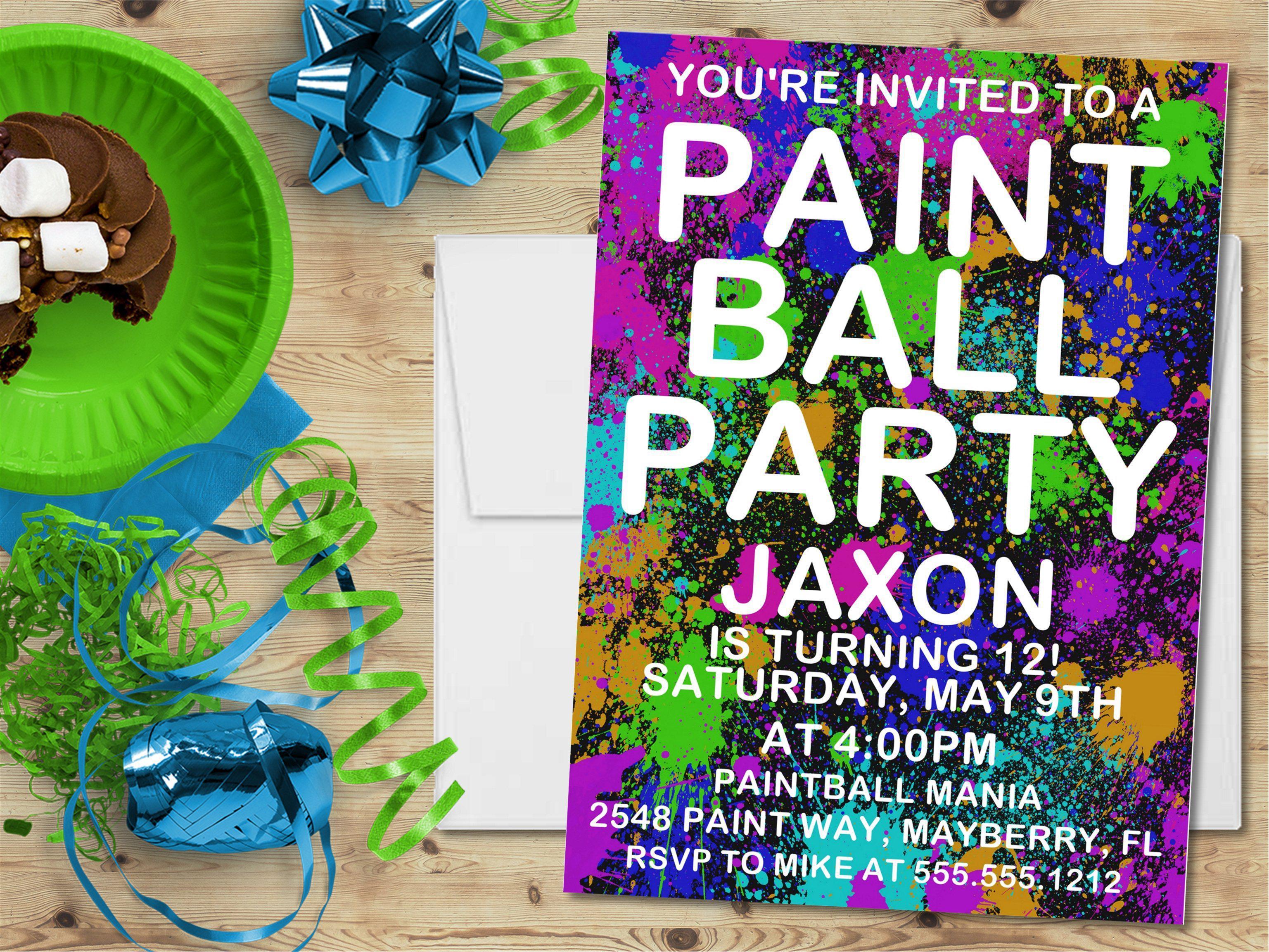 Paintball Birthday Party Invitations