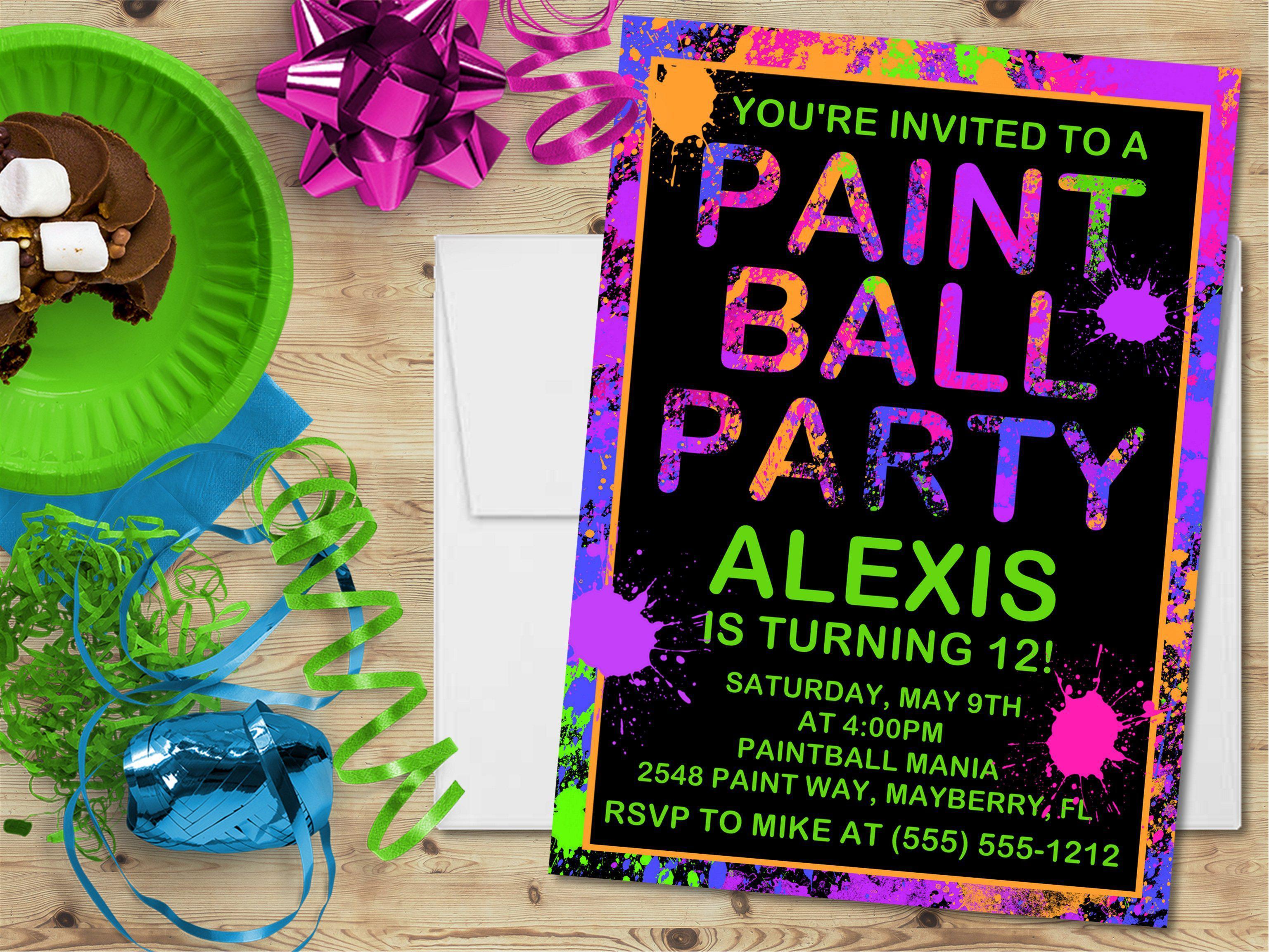 Paintball Birthday Party Invitations