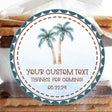 Palm tree beach birthday sticker with watercolor design