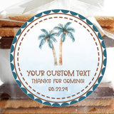 Palm tree beach birthday sticker with watercolor design