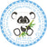 Panda 1st birthday sticker with bamboo and blue accents