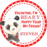 Panda Beary Happy Valentine personalized classroom sticker