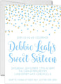 Pastel Blue And Gold Confetti Sweet 16 Party Invitations