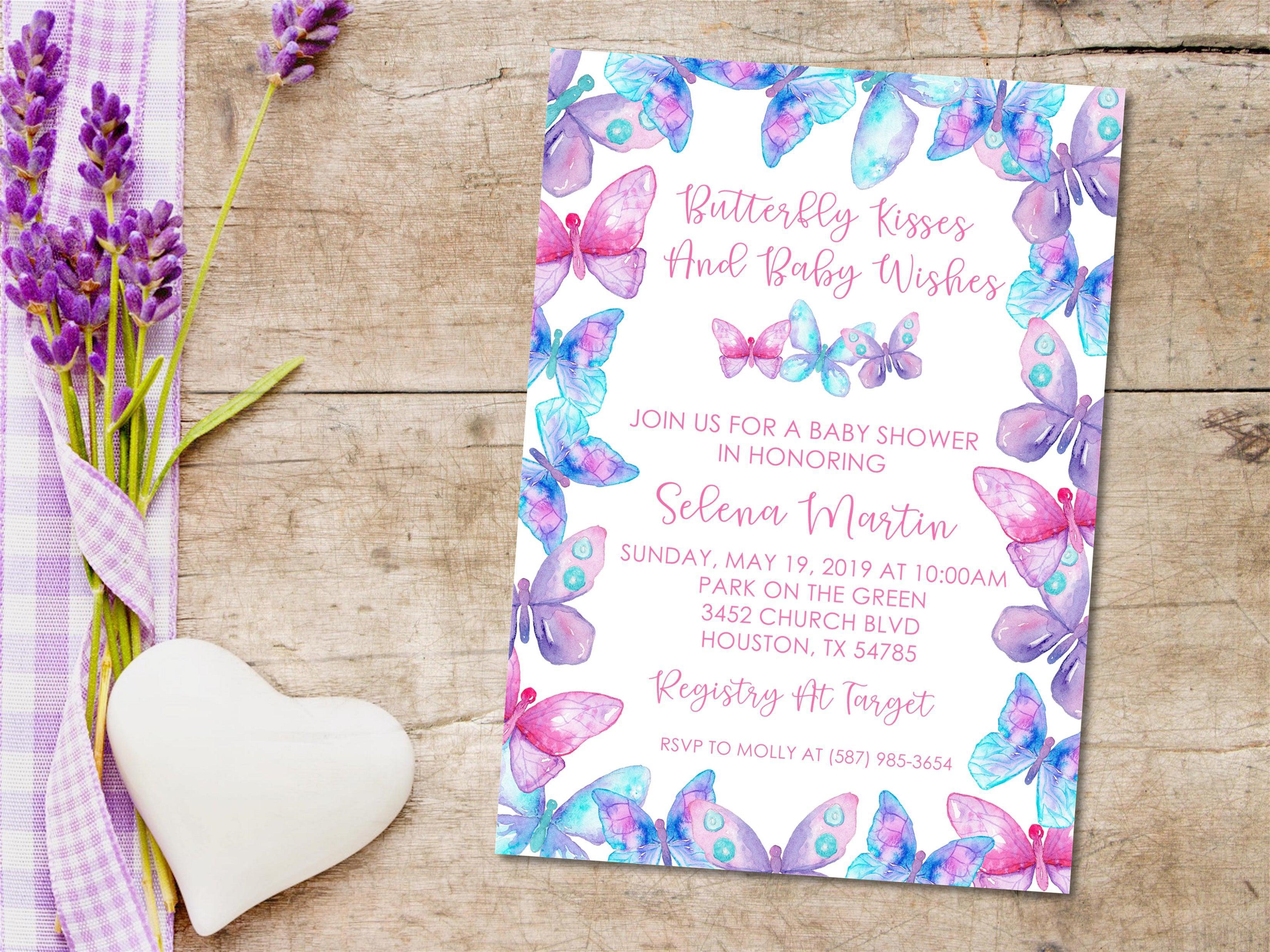 Pastel Butterfly Baby Shower Invitations