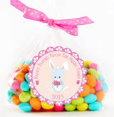 Pastel Easter bunny sticker for baskets and treat bags