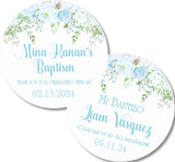 Pastel blue baptism sticker english spanish