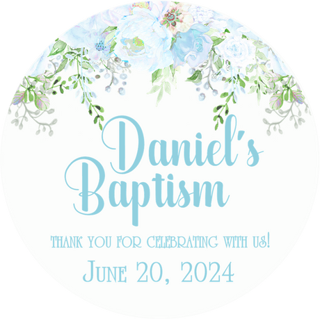 Pastel blue baptism stickers