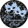 Pastel blue masquerade party sticker favor labels