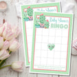 Pastel cactus baby shower bingo printable game card