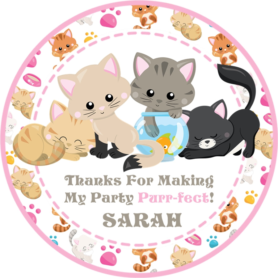 Pastel cat party favor stickers