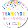 Pastel confetti sweet sixteen birthday sticker with pink blue and yellow colors
